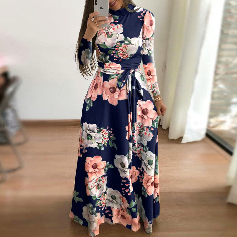 WISH Amazon – robe trapèze à manches courtes, Style européen et américain, imprimé floral, vêtements pour femmes, nouvelle collection automne 2019