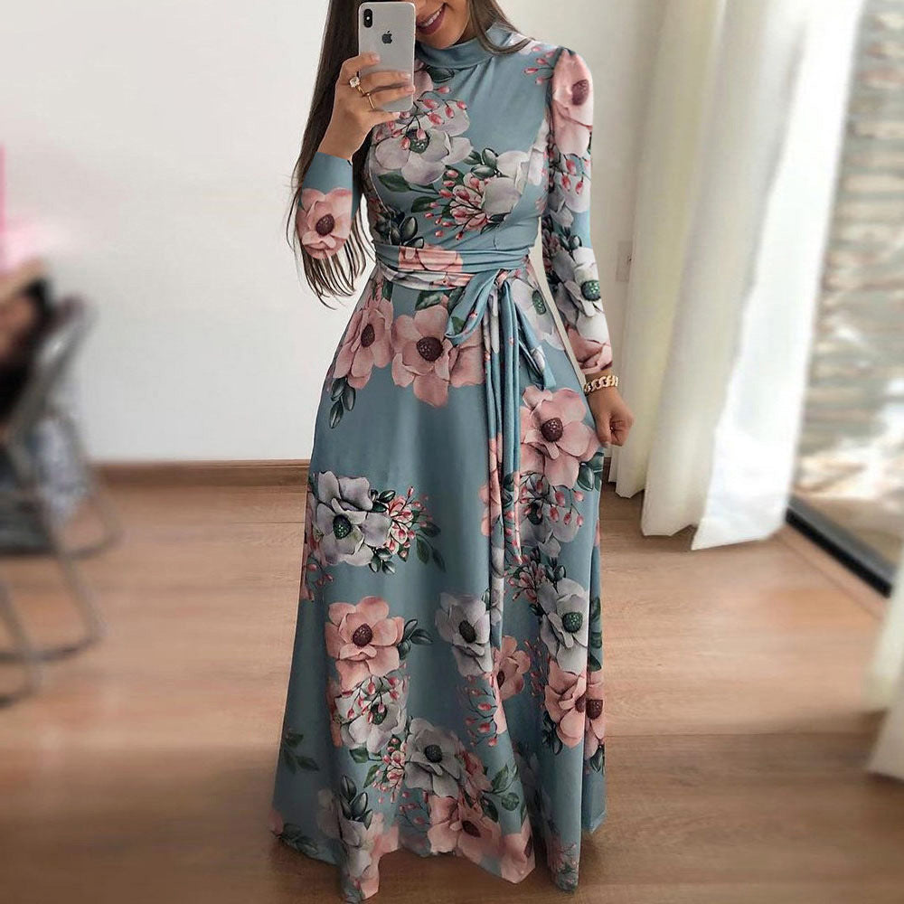 WISH Amazon – robe trapèze à manches courtes, Style européen et américain, imprimé floral, vêtements pour femmes, nouvelle collection automne 2019