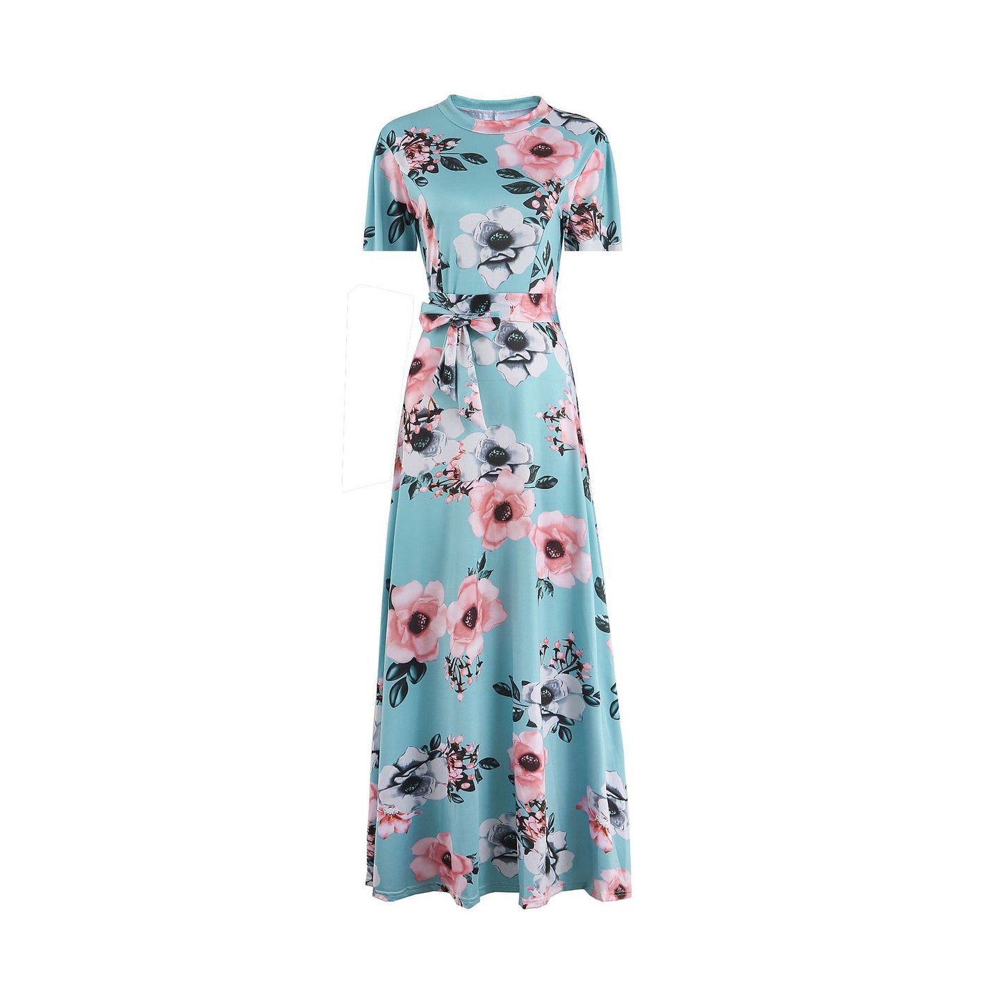 WISH Amazon – robe trapèze à manches courtes, Style européen et américain, imprimé floral, vêtements pour femmes, nouvelle collection automne 2019