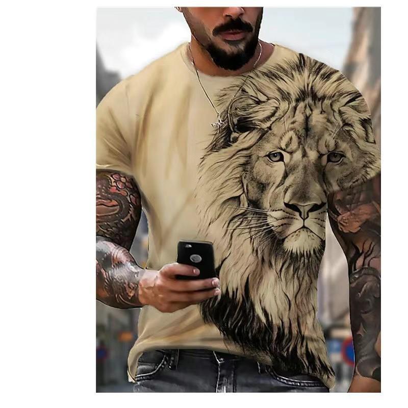 T-shirt à manches courtes pour homme avec imprimé lion 3D XS au 6XL