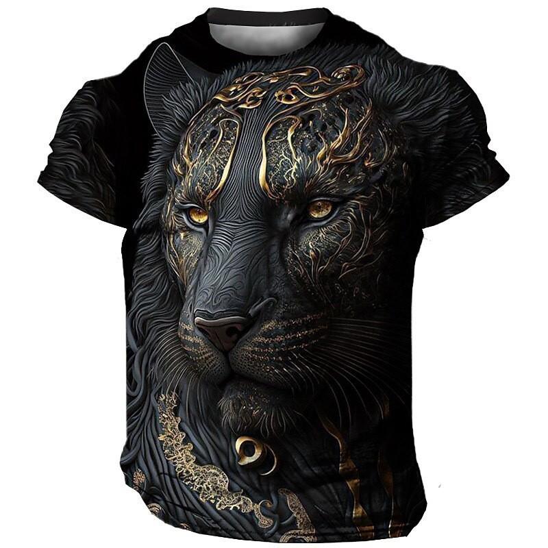 T-shirt à manches courtes pour homme avec imprimé lion 3D XS au 6XL