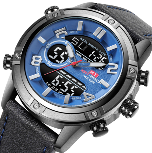 Montre à quartz étanche avec bracelet en cuir pour homme Livraison 8 à 14 jours