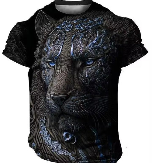 T-shirt à manches courtes pour homme avec imprimé lion 3D XS au 6XL