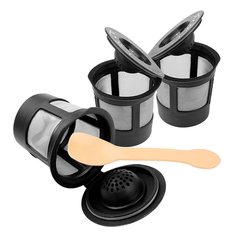 Lot de 3 dosettes filtrantes à café réutilisables avec cuillère