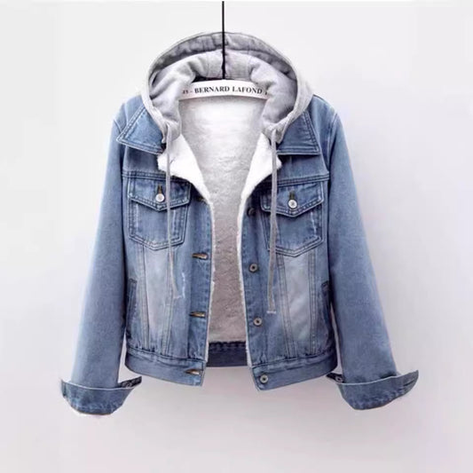 Manteau court en Denim pour femme, veste à capuche, coupe cintrée, manches longues, style coréen, assorti avec tout, haut d'étudiant, nouvelle collection printemps et automne
