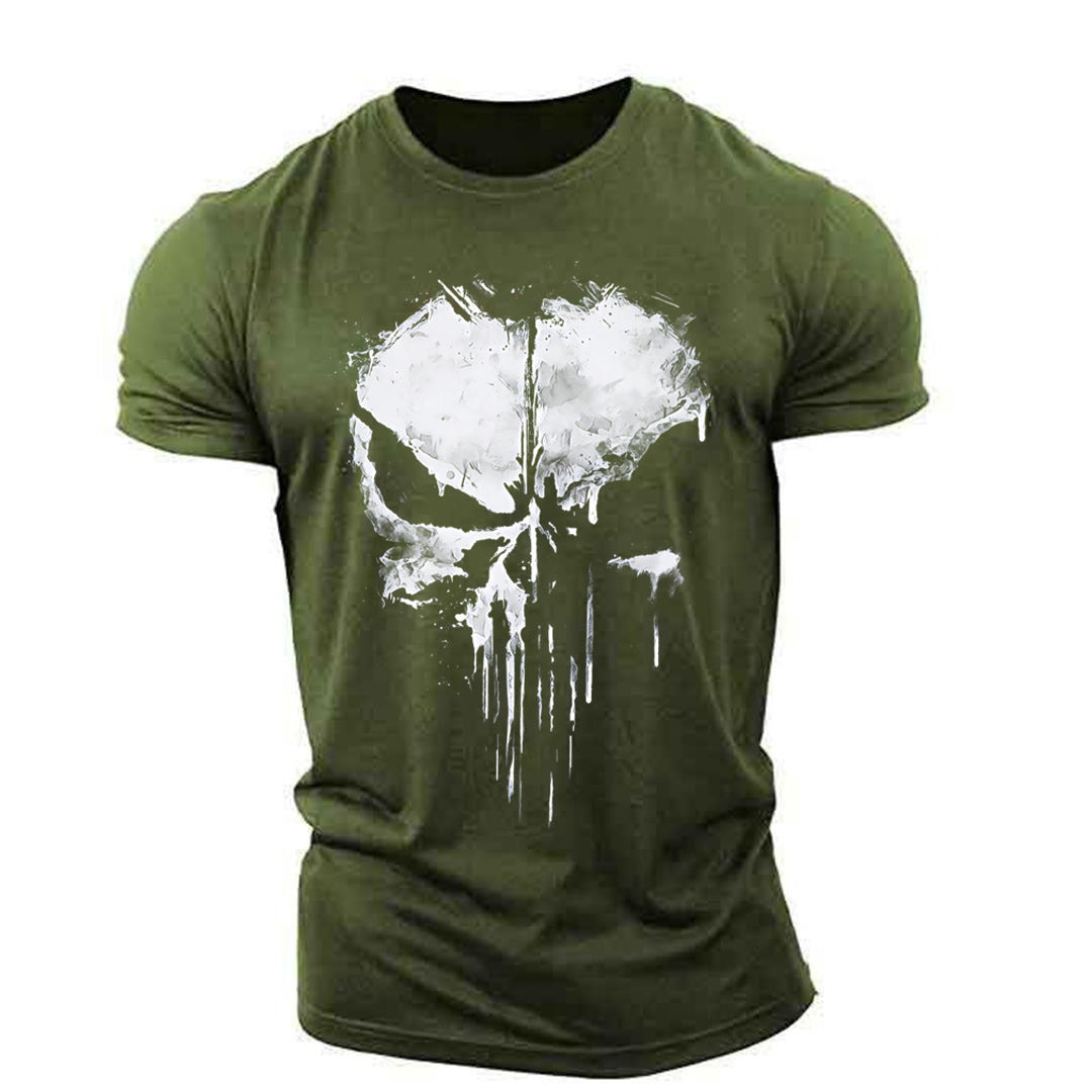 T-shirt col rond à manches courtes pour hommes, drame américain The Punisher, imprimé tête de mort, tendance de personnalité à la mode en 3D
