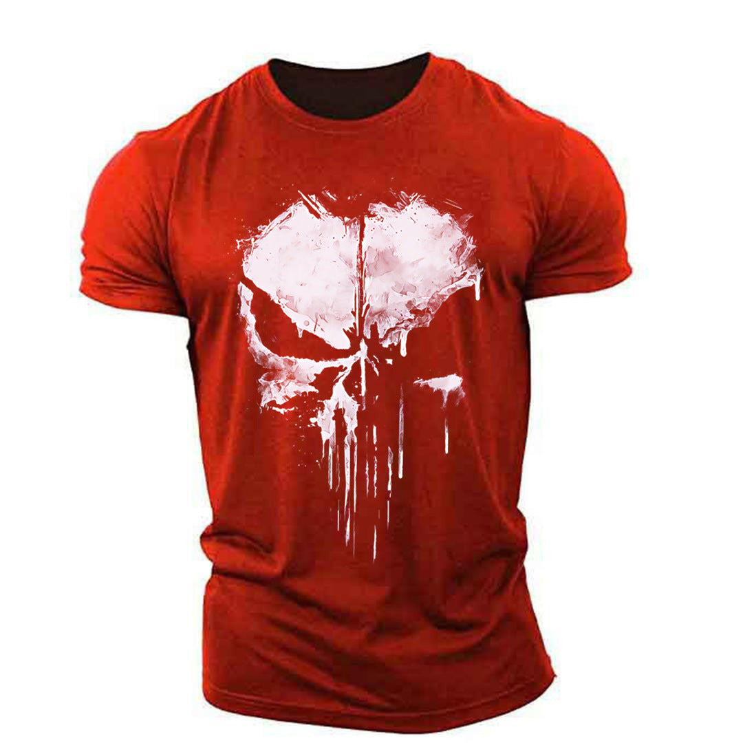 T-shirt col rond à manches courtes pour hommes, drame américain The Punisher, imprimé tête de mort, tendance de personnalité à la mode en 3D