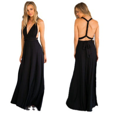 Robe longue rouge à bandes, multi-vêtements européens et américains, Sexy, superbe, multi-cordes