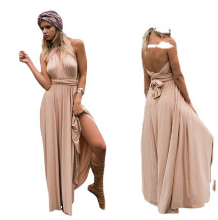 Robe longue rouge à bandes, multi-vêtements européens et américains, Sexy, superbe, multi-cordes
