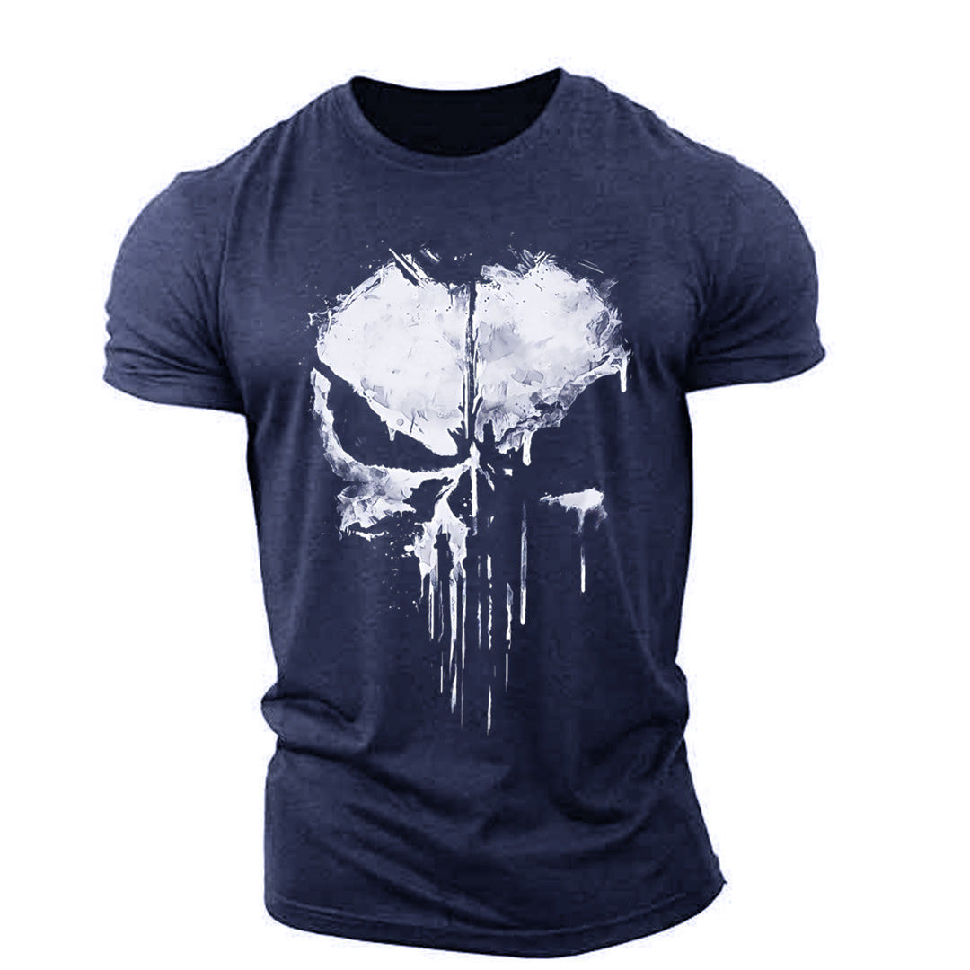 T-shirt col rond à manches courtes pour hommes, drame américain The Punisher, imprimé tête de mort, tendance de personnalité à la mode en 3D