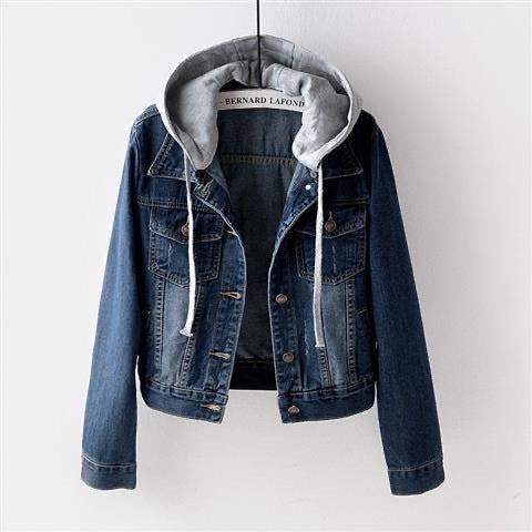 Manteau court en Denim pour femme, veste à capuche, coupe cintrée, manches longues, style coréen, assorti avec tout, haut d'étudiant, nouvelle collection printemps et automne