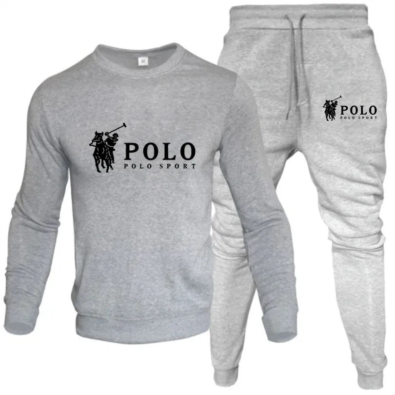 Costume de sport pour hommes, mode décontractée, combinaison sweat-shirt à capuche + pantalon, ensemble polaire 2 pièces, printemps et automne
