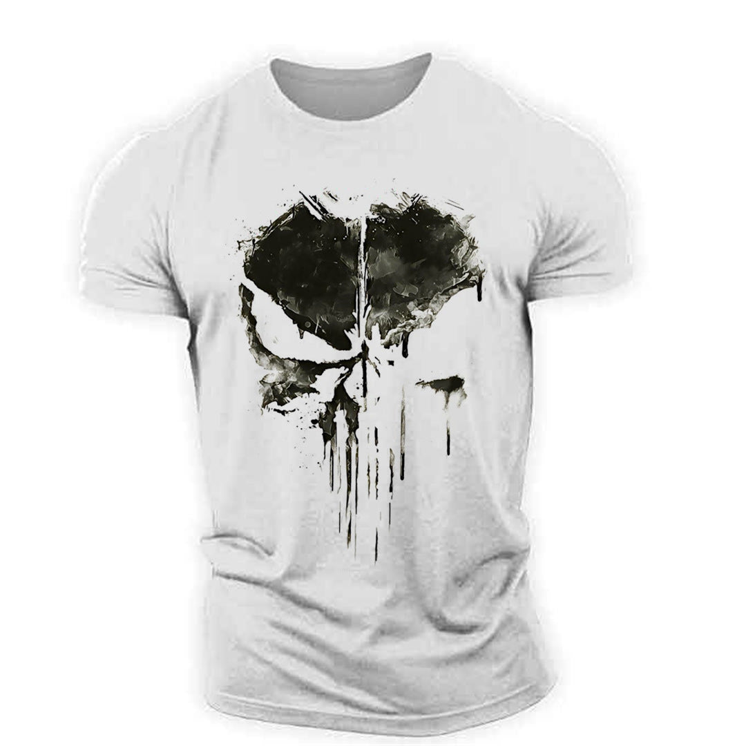 T-shirt col rond à manches courtes pour hommes, drame américain The Punisher, imprimé tête de mort, tendance de personnalité à la mode en 3D