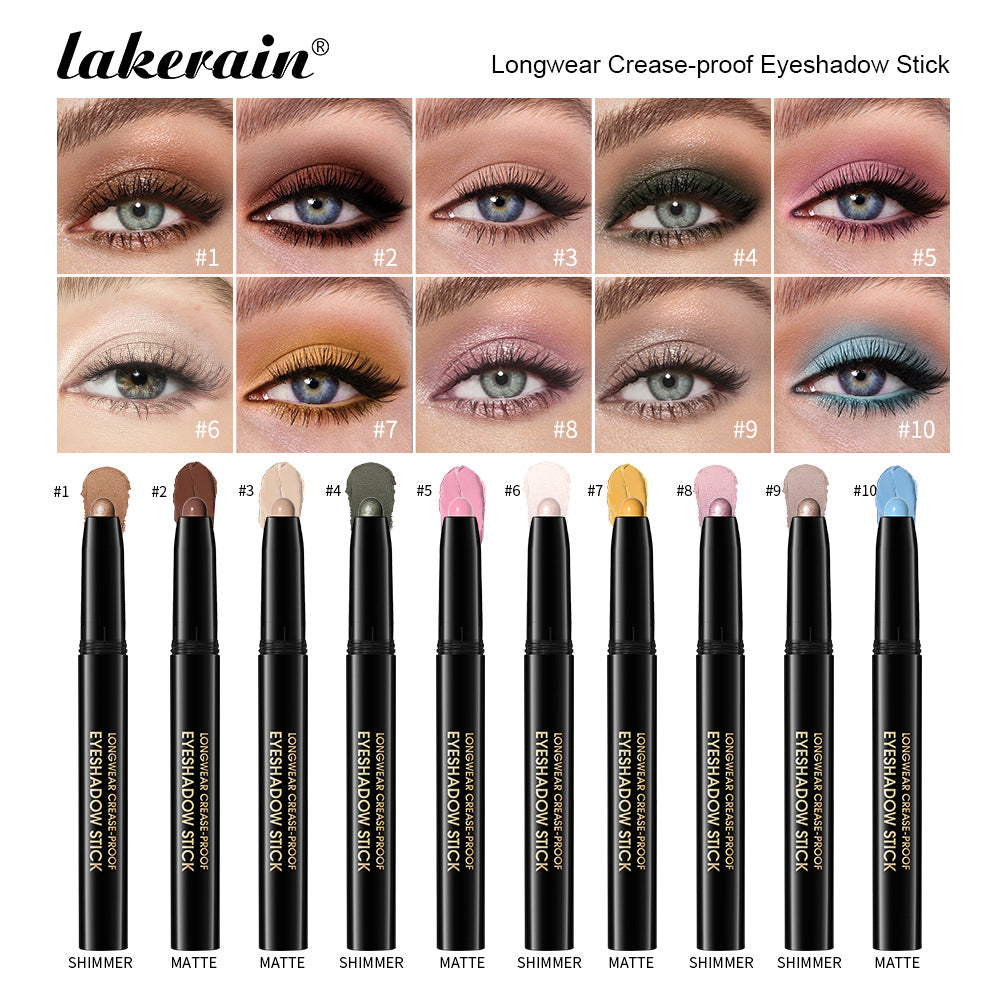 Cross-Border Lakerain Cream Eyeshadow Stick Matte Pierlescent Gradient à fard à paupières One-Touch Mouillage du fard à paupières paresseux