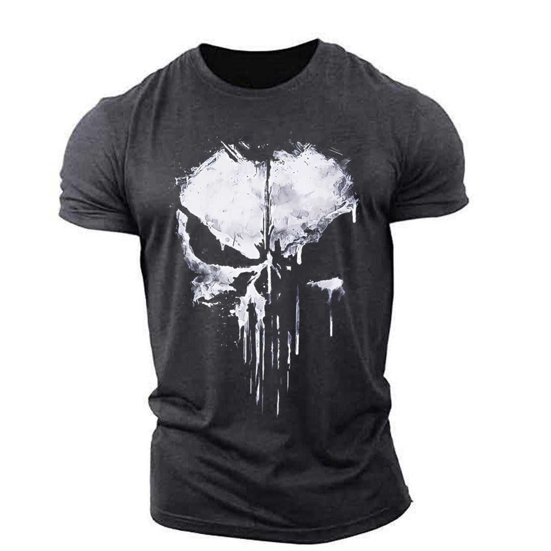 T-shirt col rond à manches courtes pour hommes, drame américain The Punisher, imprimé tête de mort, tendance de personnalité à la mode en 3D