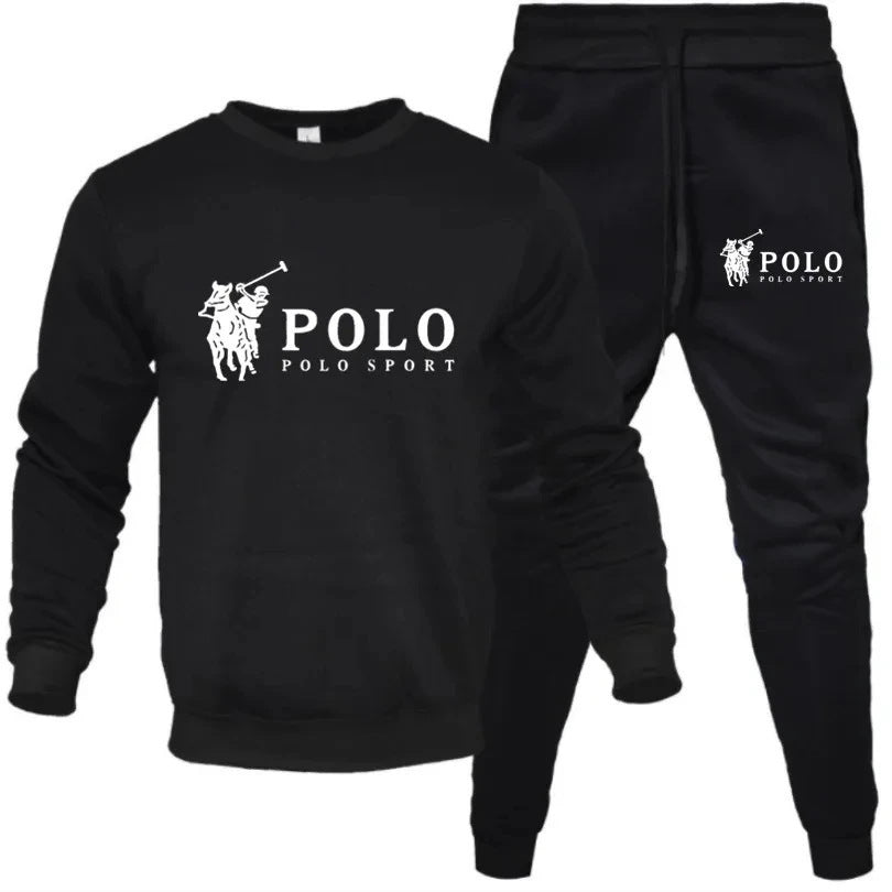 Costume de sport pour hommes, mode décontractée, combinaison sweat-shirt à capuche + pantalon, ensemble polaire 2 pièces, printemps et automne