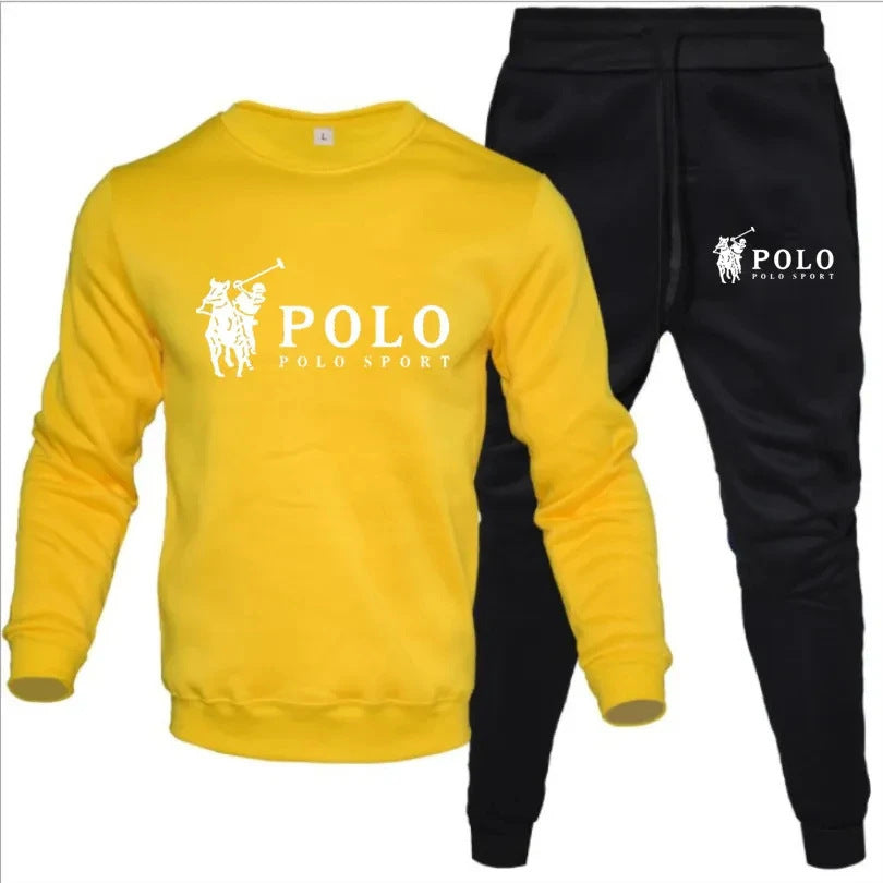 Costume de sport pour hommes, mode décontractée, combinaison sweat-shirt à capuche + pantalon, ensemble polaire 2 pièces, printemps et automne