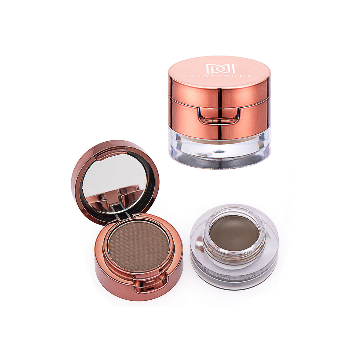 Missyoung nouvelle crème de teinture pour sourcils Double couche combinaison de poudre à sourcils imperméable Durable sans maquillage stéréoscopique sourcil sauvage