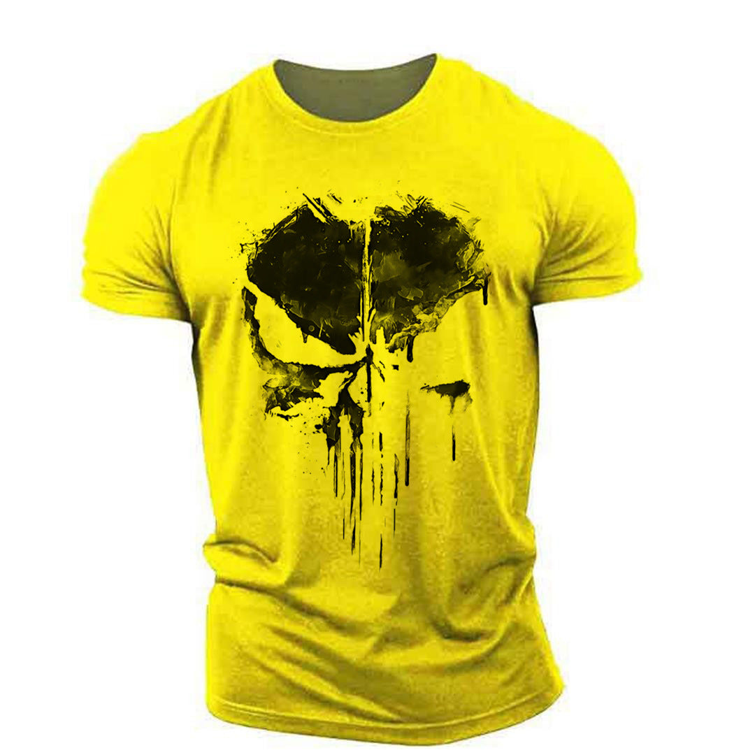 T-shirt col rond à manches courtes pour hommes, drame américain The Punisher, imprimé tête de mort, tendance de personnalité à la mode en 3D