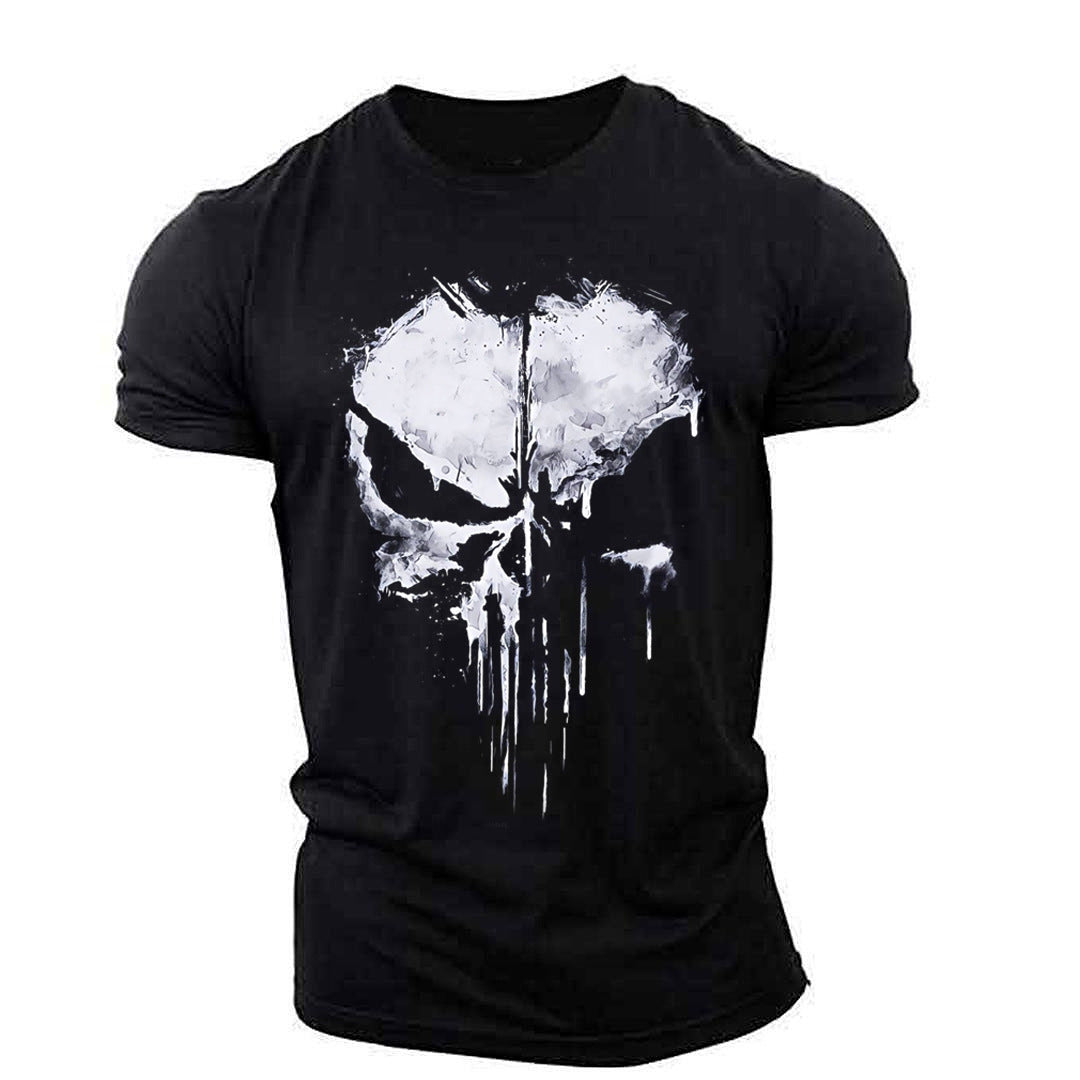 T-shirt col rond à manches courtes pour hommes, drame américain The Punisher, imprimé tête de mort, tendance de personnalité à la mode en 3D