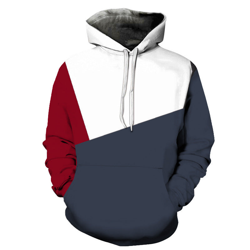 Automne pull pull hommes couture contraste couleur pull décontracté hommes Stretch sport transfrontalier à capuche pull hommes