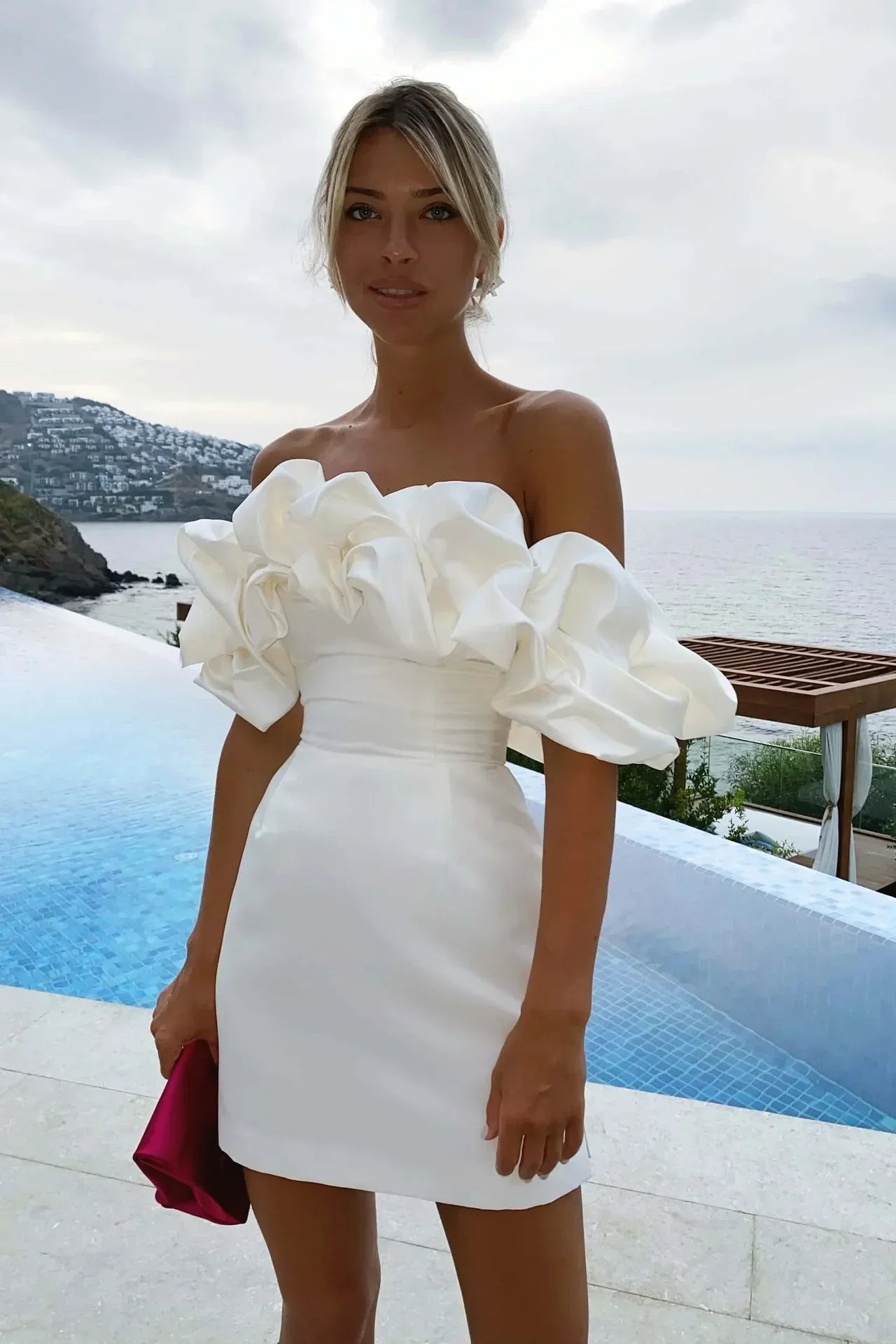 Off the shoulder ruffle evening dress