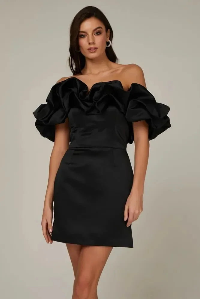 Off the shoulder ruffle evening dress