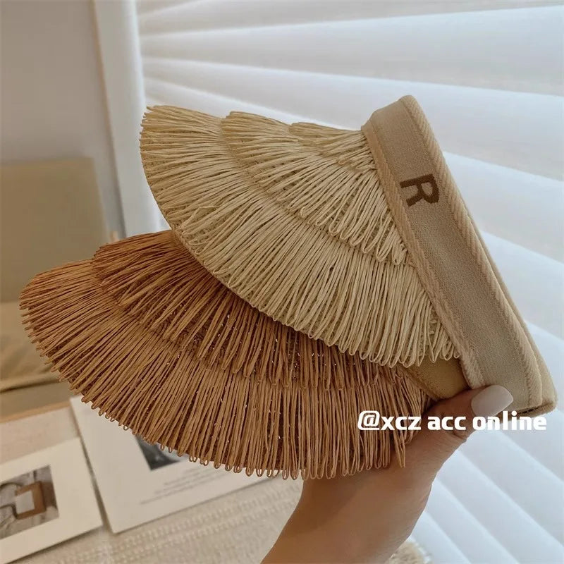 Chapeau pare-soleil en paille pour femmes
