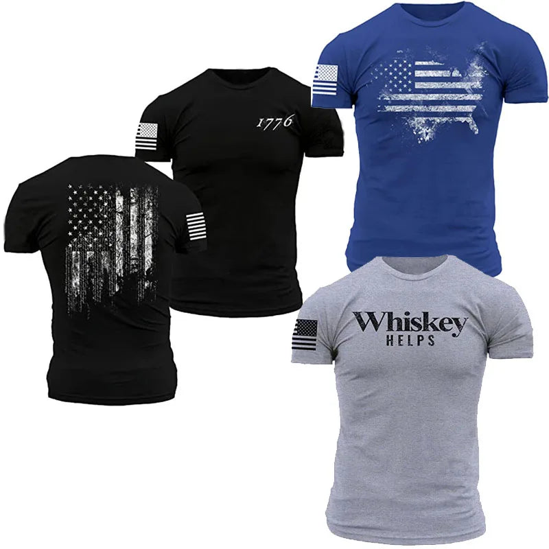 Tee Shirt drapeau américain pour hommes Livraison 20 à 30 jours