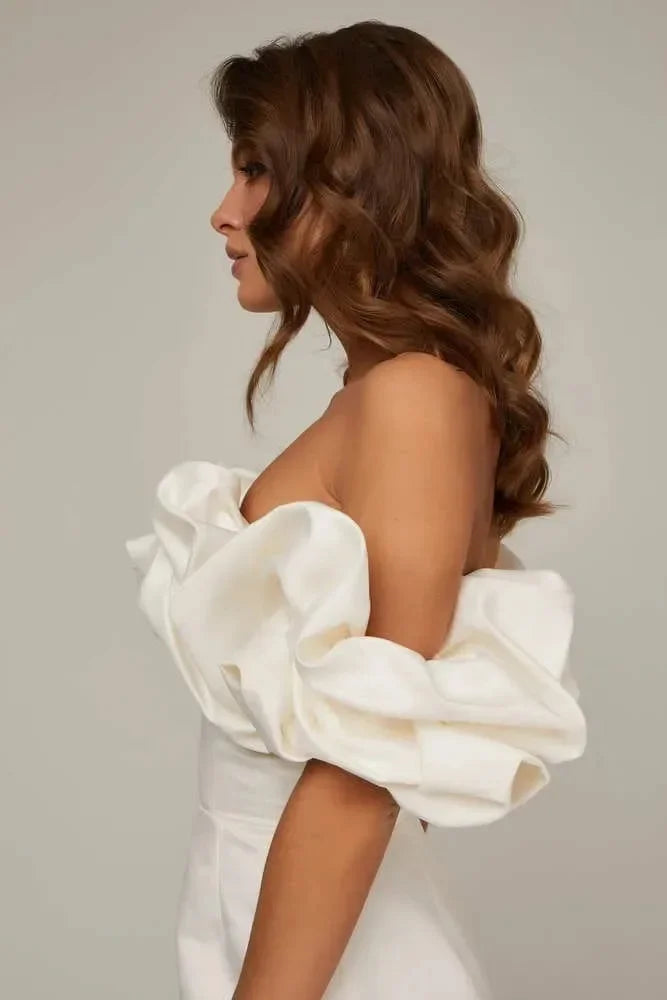 Off the shoulder ruffle evening dress