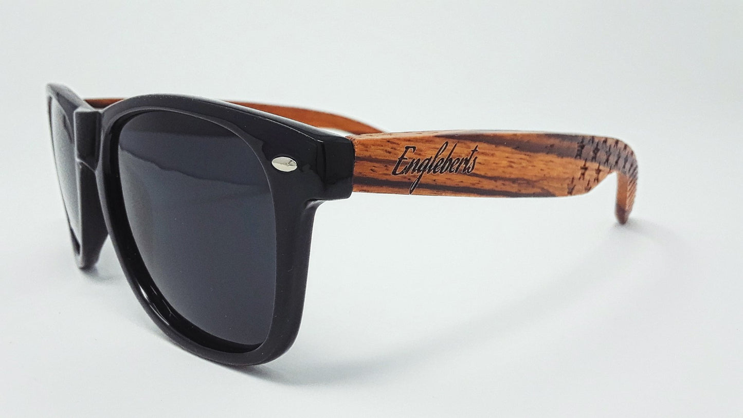 Lunettes de soleil Zebrawood, étoiles et barres avec étui en bois, polarisées