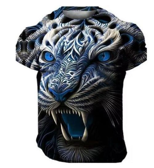T-shirt à manches courtes pour homme avec imprimé lion 3D XS au 6XL