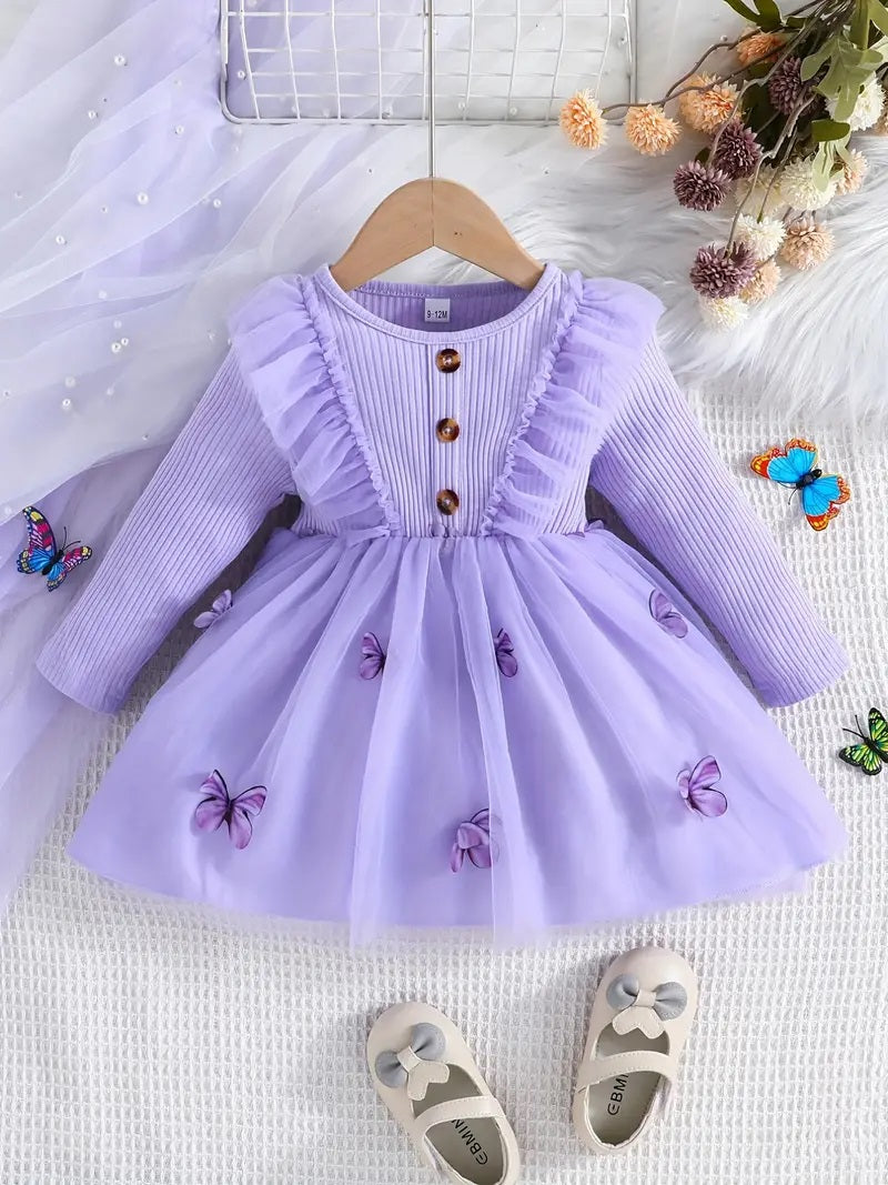 Robe fille en lycra papillons pour fille de 3 à 4 ans