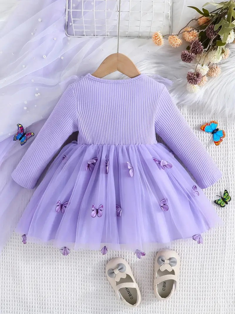 Robe fille en lycra papillons pour fille de 3 à 4 ans
