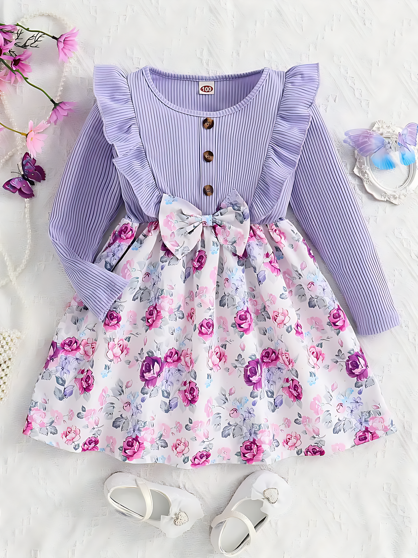 Robe en lycra à imprimé floral pour fille de 6 à 12 mois Livraison 8 à 14 jours