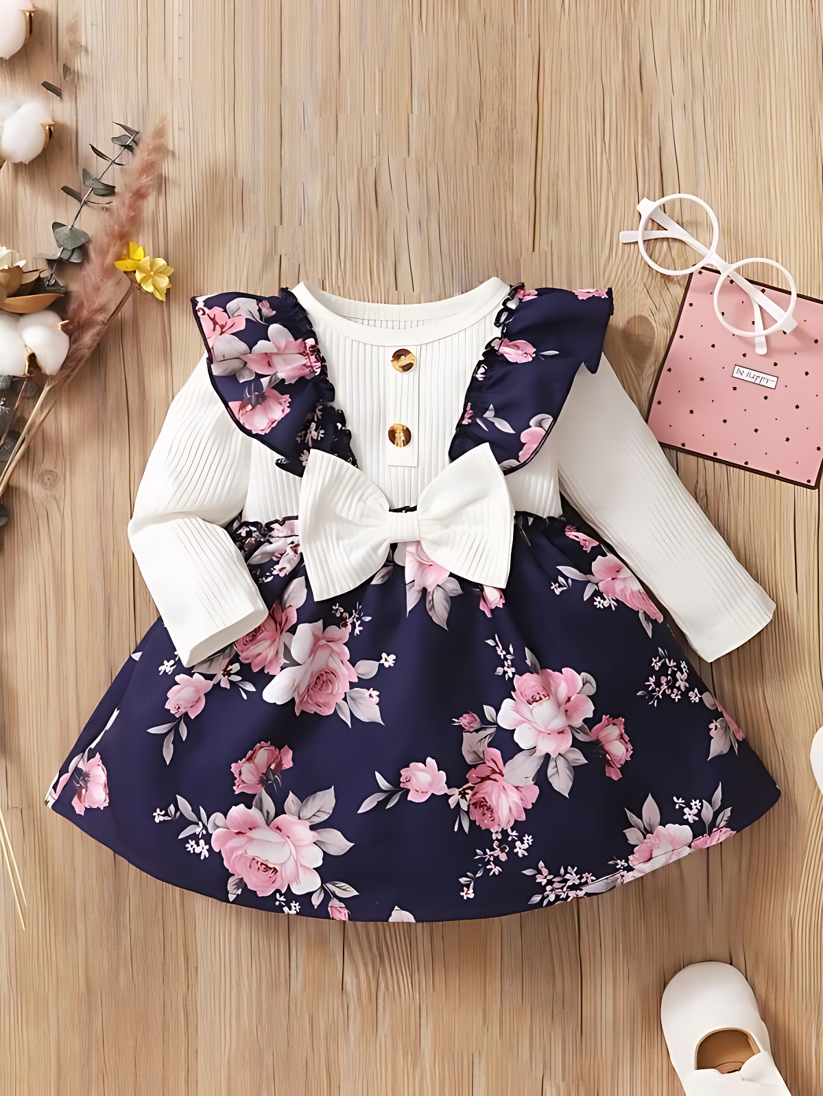 Robe bébé fille en lycra à imprimé floral 1-2 ans Livraison 8 à 14 jours