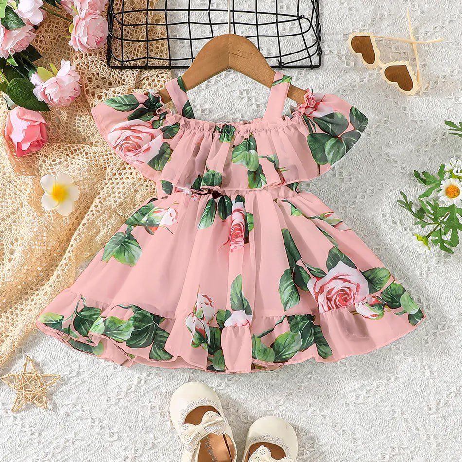 Robe fille en lycra à imprimé floral pour fille de 1 à 2 ans