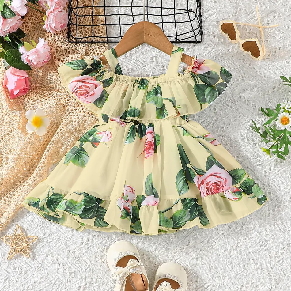 Robe fille en lycra à imprimé floral pour fille de 1 à 2 ans