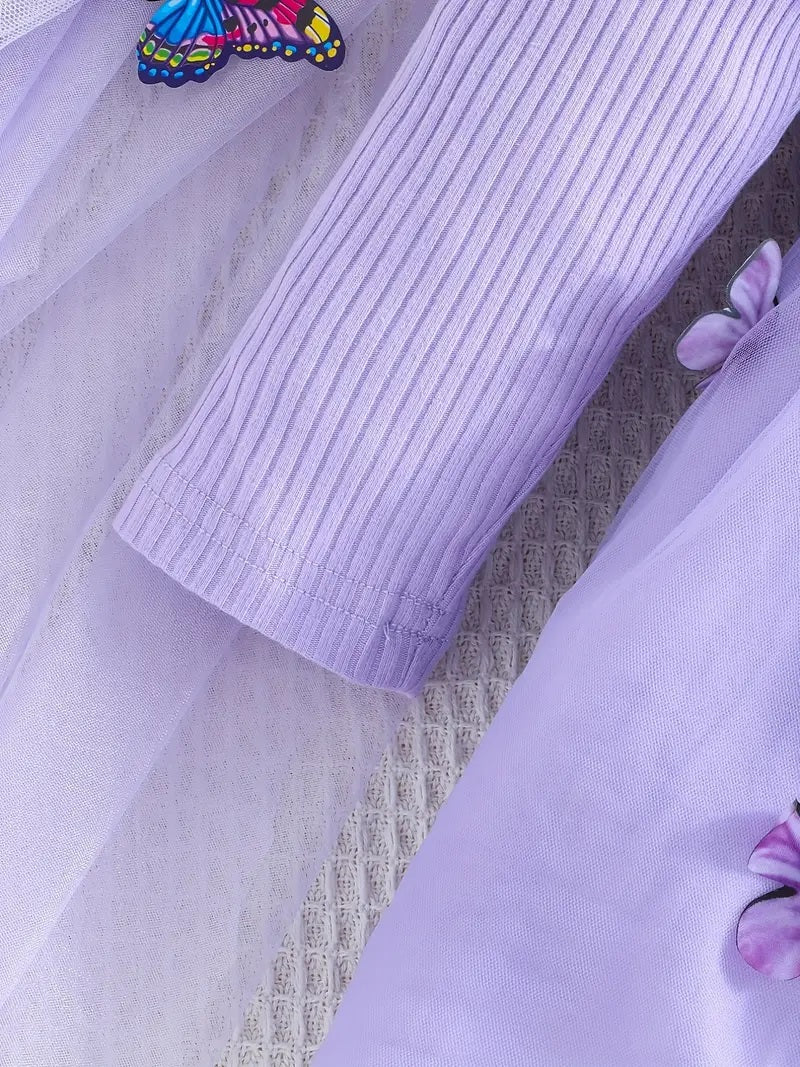 Robe fille en lycra papillons pour fille de 3 à 4 ans