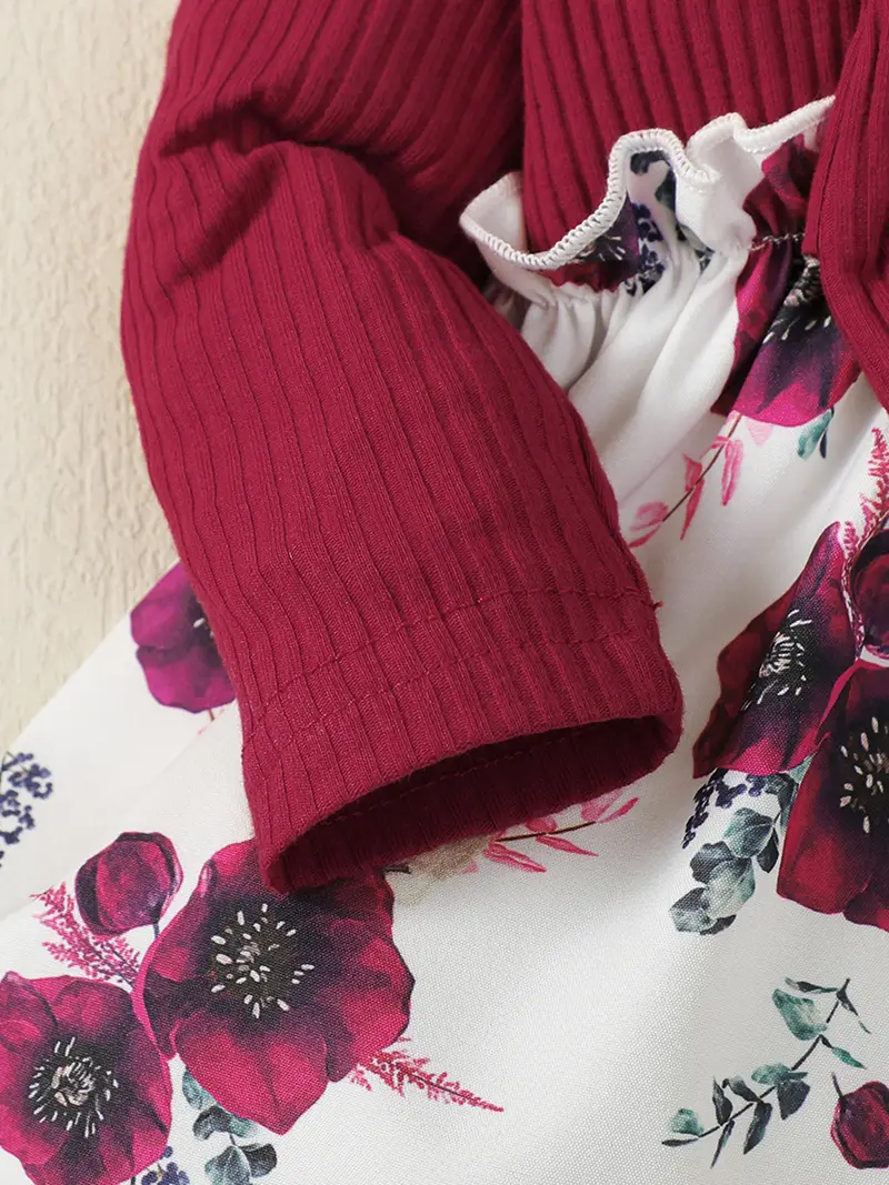 Robe à imprimé floral en lycra pour fille Livraison 8 à 14 jours