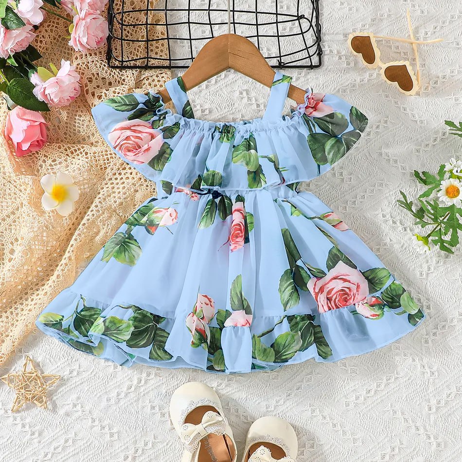 Robe fille en lycra à imprimé floral pour fille de 3 à 4 ans