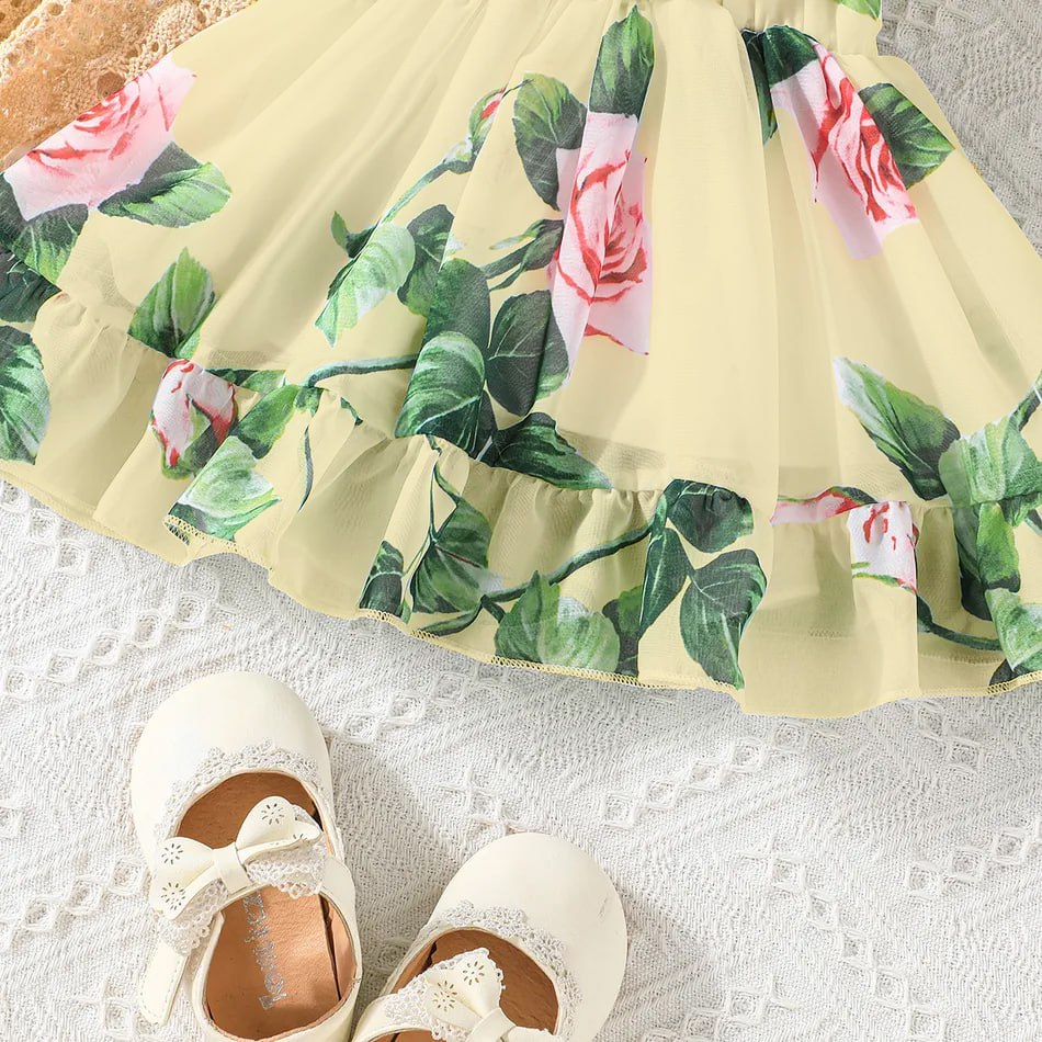 Robe fille en lycra à imprimé floral pour fille de 1 à 2 ans