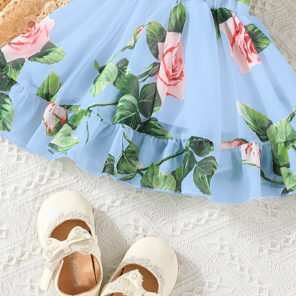 Robe fille en lycra à imprimé floral pour fille de 3 à 4 ans