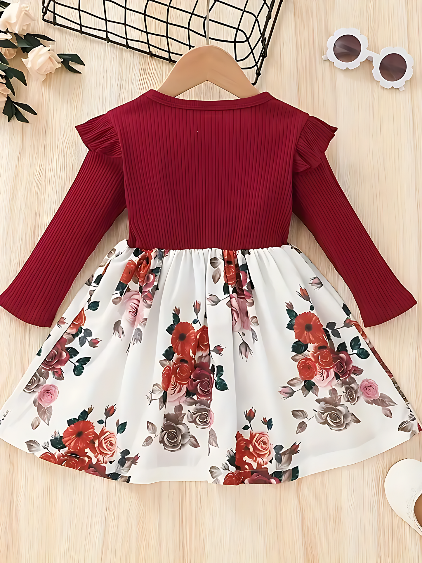 Robe longue à imprimé floral en lycra pour fille de 3 à 4 ans Livraison 8 à 14 jours
