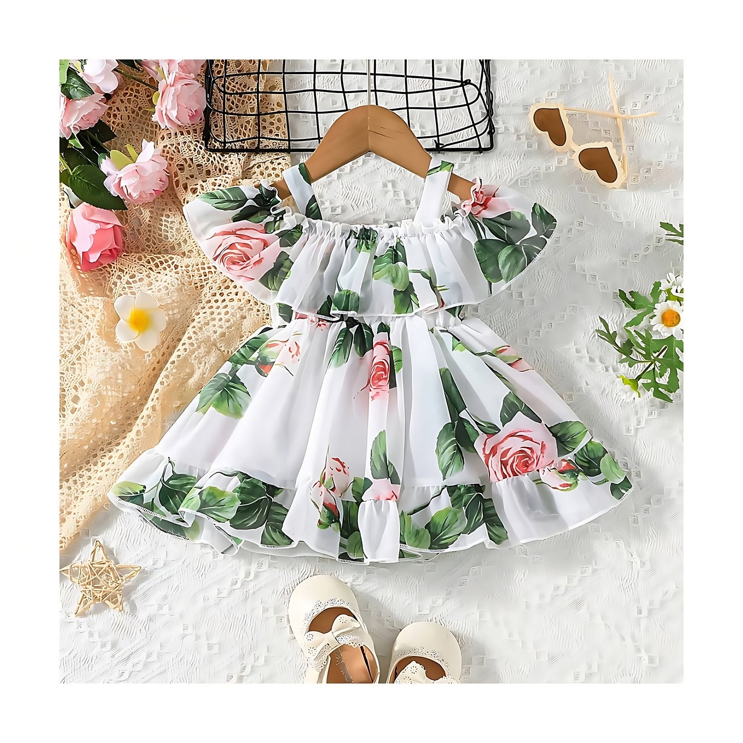 Robe courte à imprimé floral pour fille de 1 à 2 ans