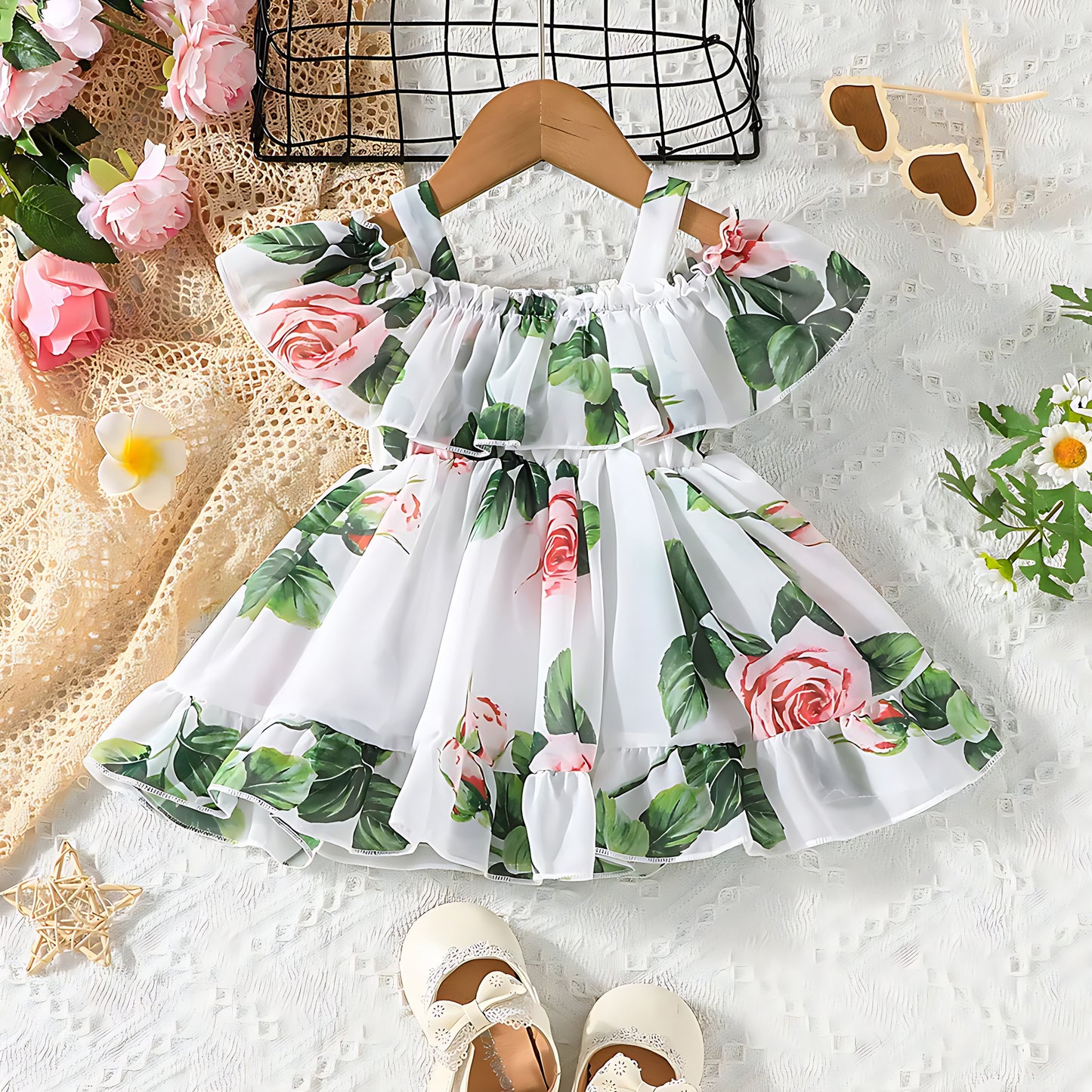 Robe courte à imprimé floral pour fille de 1 à 2 ans
