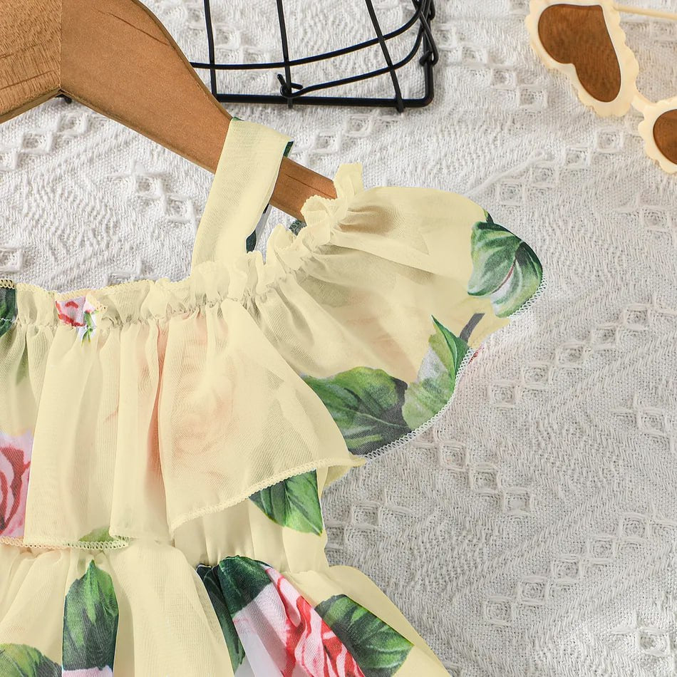 Robe fille en lycra à imprimé floral pour fille de 1 à 2 ans