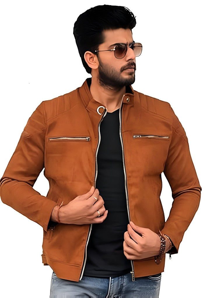 Veste en similicuir à manches longues pour homme