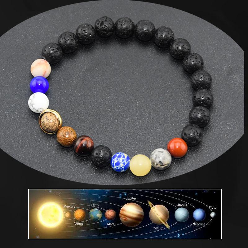 Bracelet de perles pierres de lune, système solaire Livraison 20 à 30 jours