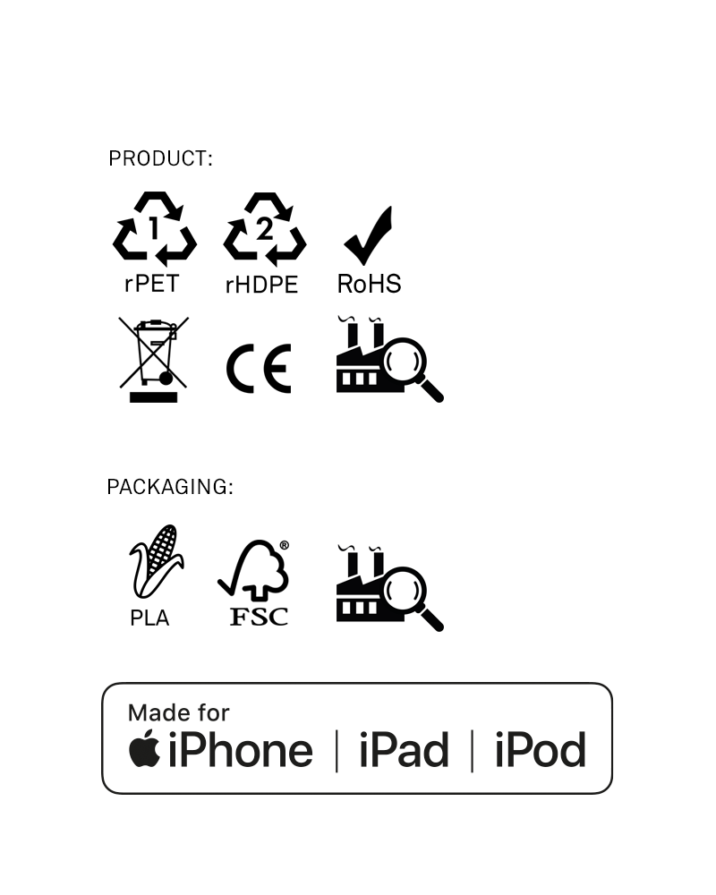 Câble Lightning Bleu pour iPhone · 2 mètres · Fabriqué à partir de filets de pêche recyclés Livraison 7 jours